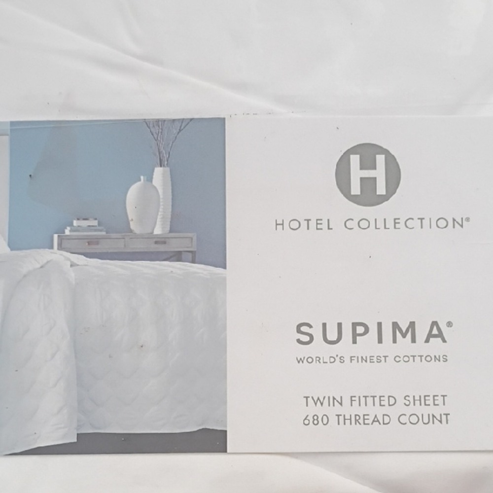 Hotel Collection Supima Twin Fitted Sheet — White